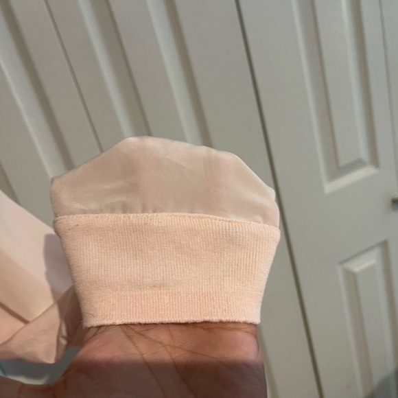 Light blush pink long sleeve sheer and satin like top - Picture 4 of 7